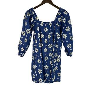 Billabong Love Crush Babydoll Dress Size M Blue Floral Garden Girl